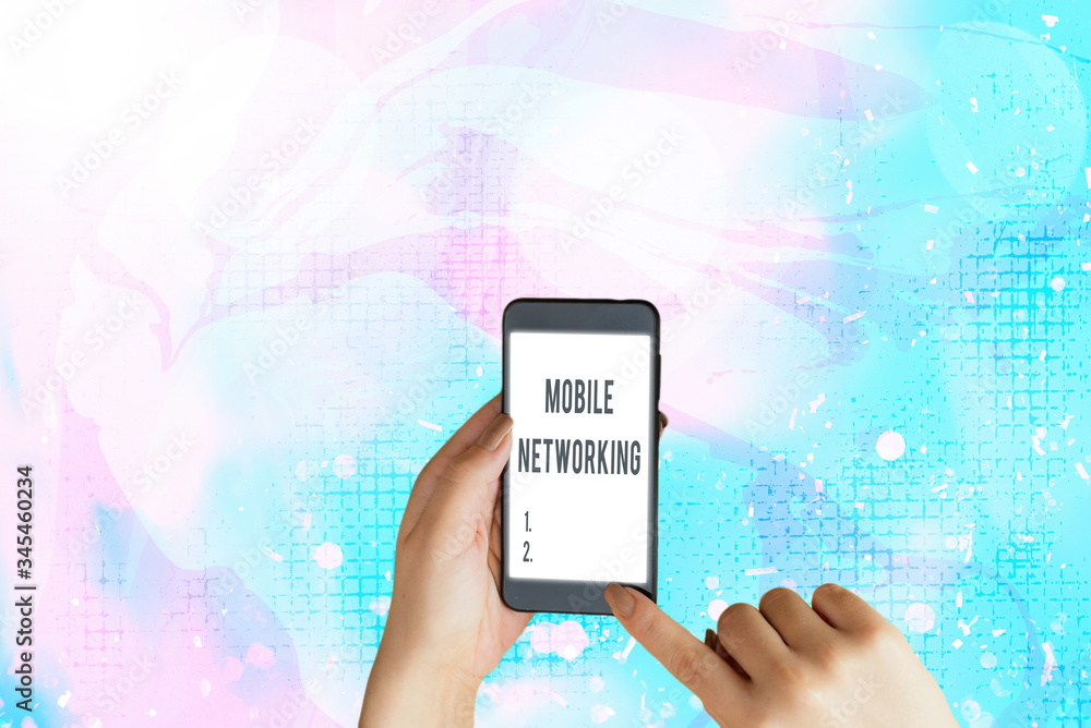 Poster text sign showing mobile networking. business photo showcasing communication network where the last 