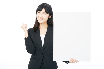 Naklejka premium 女性 ビジネス 白バック