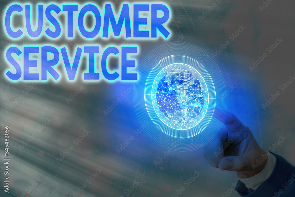 Poster text sign showing customer service. business photo showcasing process of ensuring client satisfactio