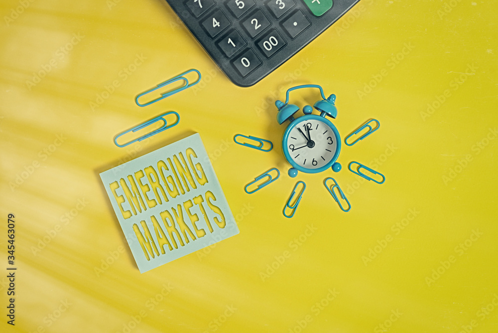 Poster text sign showing emerging markets. business photo text country that has some characteristics of dev