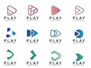 set of Abstract play button logo