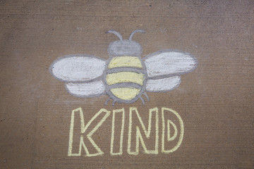 Bee drawn with sidewalk chalk  - Bee Kind - Powered by Adobe