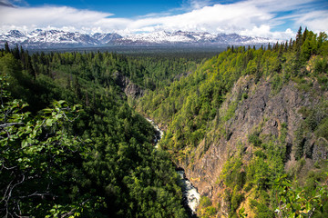 Spectacular Hurricane Gulch in Alaska, United States seen in the summer. 