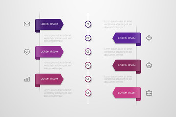 Vector Infographic design with icons and 6 options or steps. Can be used for presentations banner, workflow layout, process diagram, flow chart. Vector illustration.