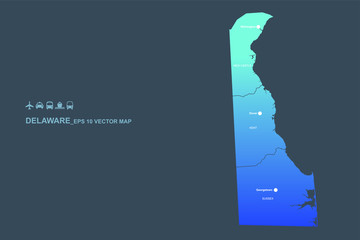 delaware map. vector map of delaware, U.S. states.