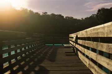 Obraz premium sunset in Gemini Springs Florida near a pier. 