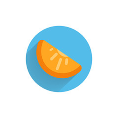 Orange colorful flat icon with long shadow. Orange fruit flat icon
