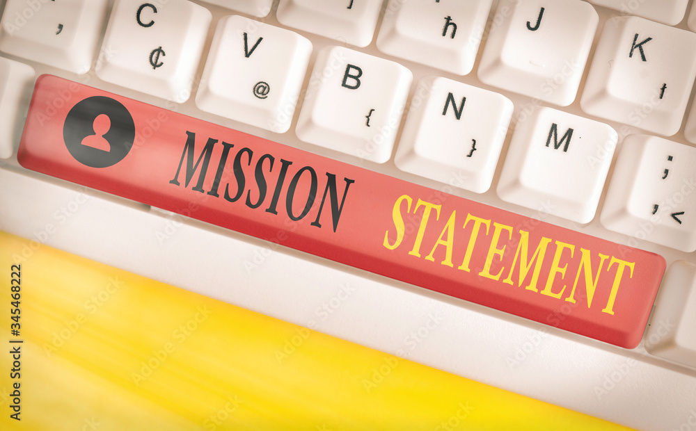 Aufkleber conceptual hand writing showing mission statement. concept meaning formal summary of the aims and va