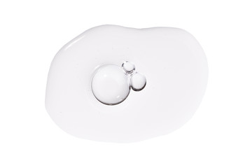 Serum smear smudge swatch with collagen and peptides. Transparent gel sample