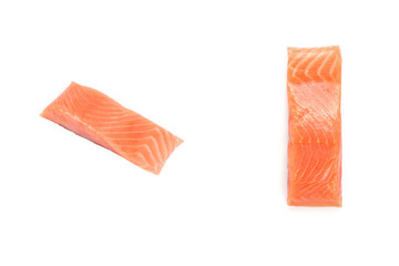 Two pieces of red fish isolated on a white background
