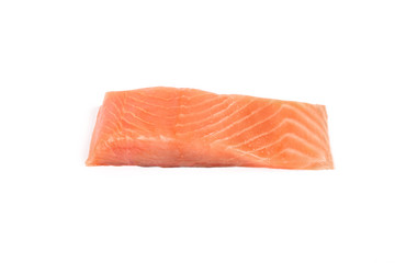 piece of salmon fillet isolated on white background.