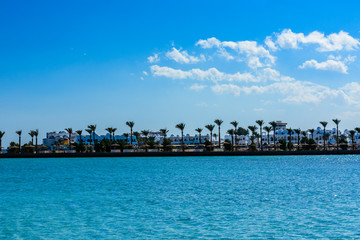 Fototapeta premium Panoramic view on a Red sea. Summer vacation