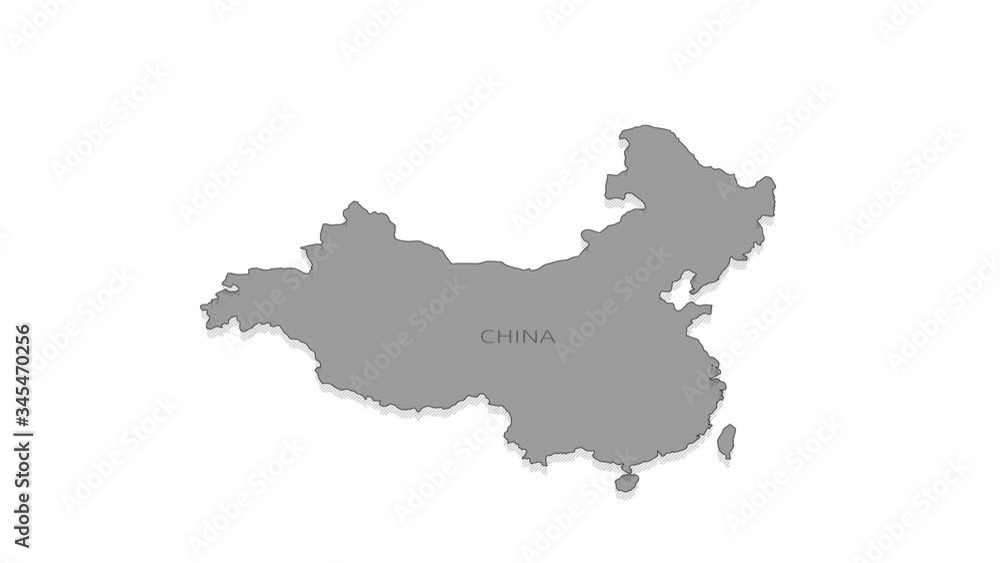 Poster china animated map with alpha channel.