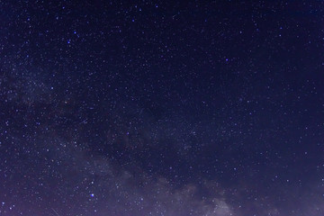 Fototapeta na wymiar Background of the night sky with many stars. Satellite trajectory