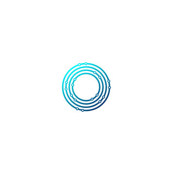 Vector Letter O dots technology concept logo design template illustration eps 10