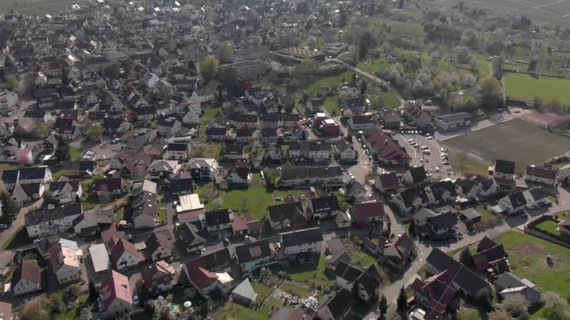 aerial view of village and sports ground
