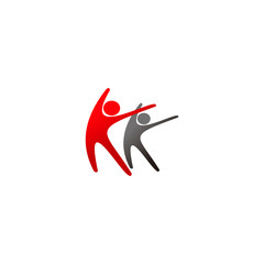 Fototapeta premium Vector Letter KK with humans icon concept logo design template illustration eps 10