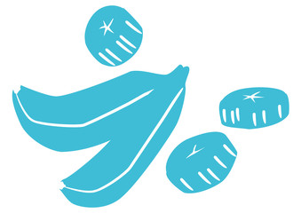 トロピカルフルーツ　バナナ　シルエット