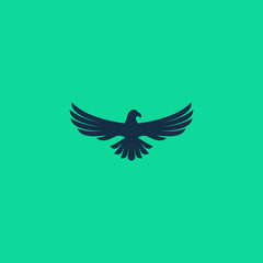 abstract simple eagle logo design isolated on green background color.