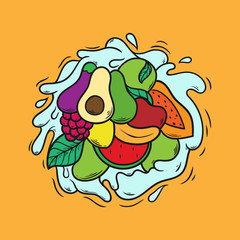 set fruit doodle vector illustration
