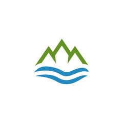 Water and mountain logo design vector template