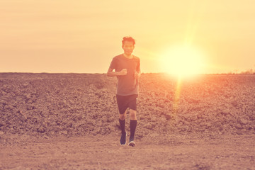 Blurry subject Man running on road sport free run