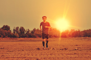 Blurry subject Man running on road sport free run