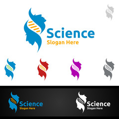 Obraz premium Human Science and Research Lab Logo for Microbiology, Biotechnology, Chemistry, or Education Design Concept