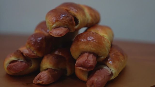 Close up of sausage buns, roti sosej.