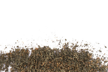 Smashed eyeshadow makeup palette isolated on white background. Beauty make up cosmetics texture swatch