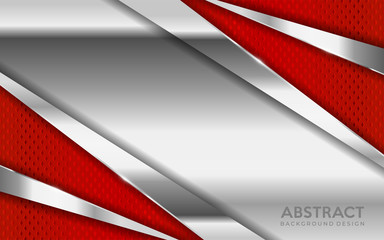 Obraz premium Shinny metal silver background combine with red textured overlap layer. Abstract background design
