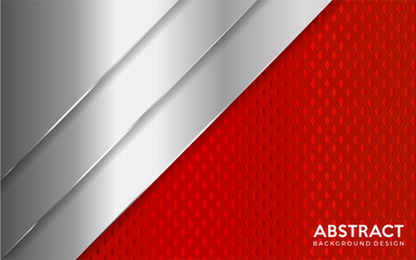 Shinny metal silver background combine with red textured overlap layer. Abstract background design
