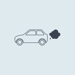 Car outline simple icon on blue white background