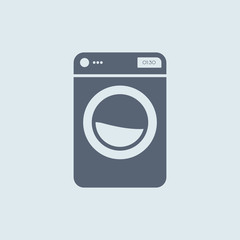 Washing machine icon. vector symbol in flat simple style white color