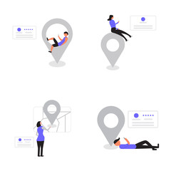 Bundle Illustration of location review. Perfect for covers, brochures, posters, books, banners, leaflets, landing pages, social media content.