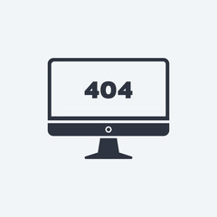 404 error on screen monitor computer PC. vector flat symbol