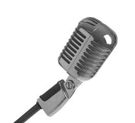 Fototapeta premium Retro microphone on white background