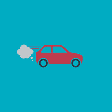 Car icon. simple flat modern color style icon on blue background