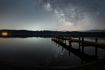 Milchstraße mit Spiegelung im See