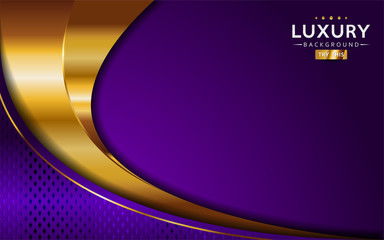 Luxury purple and golden lines background design.