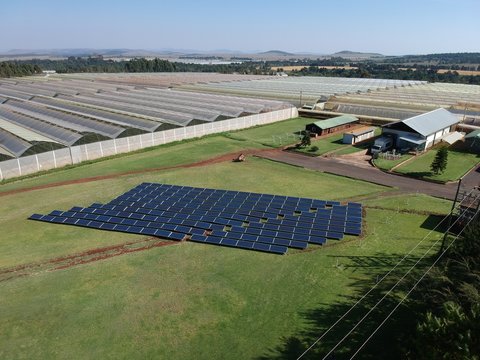 aerial drone photo of a solar power plant