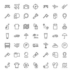 Travel set line icons