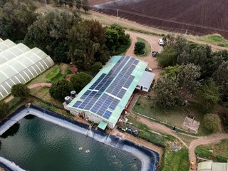 aerial drone photo of a solar power plant