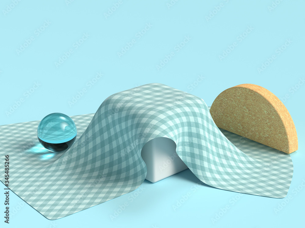 Poster blue scene cube shape fabric 3d rendering abstract background