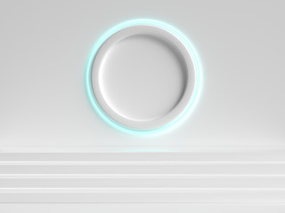 abstract geometric shape white scene blank staircase  3d rendering