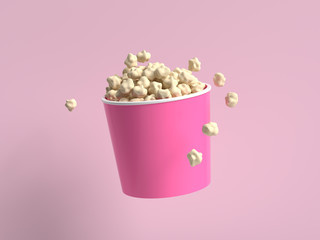 abstract cartoon style popcorn bucket 3d rendering