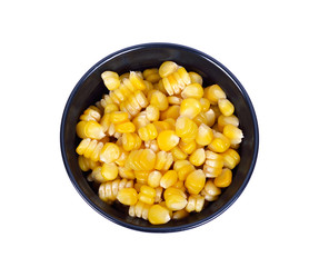 corn in a bowl on a white background