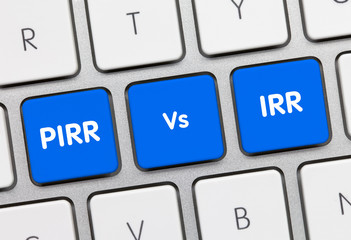 PIRR vs. IRR - Inscription on Blue Keyboard Key.