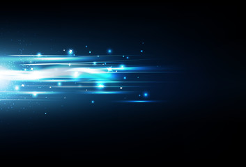 Digital technology abstract background, blue futuristic circuit, curve line motion vector illustration