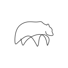 Continuous single line vector illustration of a bear